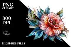 Abstract Stained Camellia PNG Product Image 2