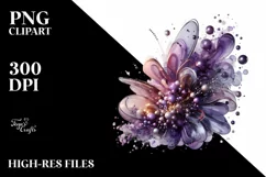 Abstract Shiny Violet Metallic Watercolor Clipart Product Image 3