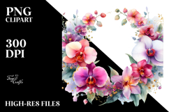 Vibrant Orchid Floral Frame PNG Product Image 2