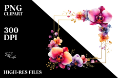 Vibrant Orchid Floral Frame PNG Product Image 2