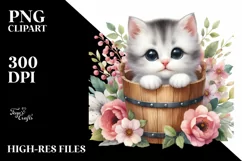 Cute Baby Cat Watercolor PNG Product Image 1
