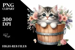 Cute Baby Cat with Flowers PNG Product Image 3