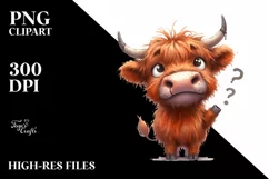 Funny Expressive Cow with Big Eyes PNG Product Image 3