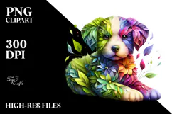 Vibrant Watercolor Puppy with 3D Looking Flowers, 20 oz Product Image 2