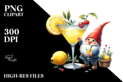 Whimsical Gnome Drinking Cocktail with Lemon PNG Product Image 2
