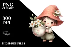 Cute Baby Gnome with Big Jasmine PNG Product Image 2