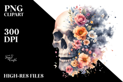 Skull Made of Spring Flowers PNG Product Image 2