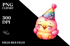 cute Baby Chicken with Party Hat PNG Product Image 2
