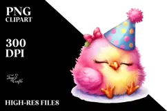cute Baby Chicken with Party Hat PNG Product Image 2