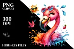 Whimsical Funny Flamingo Smiling | Clipart Product Image 1