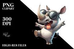 Whimsical Cartoon Rhino, PNG Product Image 2
