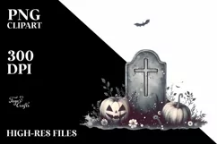Vintage Halloween Tombstone PNG Product Image 1