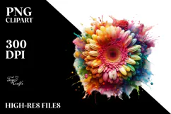 Colorful Gerbera Made of Material PNG Product Image 2