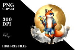 Funky Fox with Cocktail, High-Res PNG Product Image 2