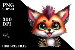 Energetic Baby Fox with Punk Look PNG Product Image 2