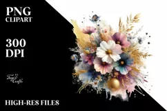 Vibrant Bouquet with Cosmos and Splash | Clipart Product Image 3