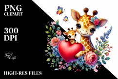 Colorful Baby Giraffe with Heart PNG Product Image 2