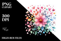 Pastel Flower with Heart Petals PNG Product Image 2