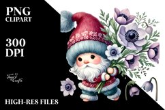 Baby Gnome Anemone Floral Ornament PNG Product Image 2
