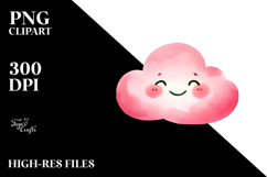 Simple Pinkish Smiling Cloud PNG Product Image 2