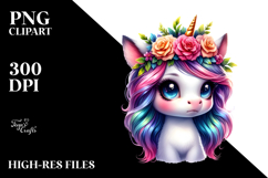 Cute Baby Unicorn with Cool Haircut, PNG Product Image 2