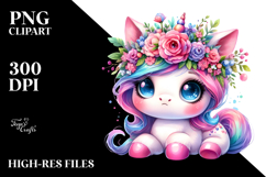 Cute Baby Unicorn with Cool Haircut, PNG Product Image 2