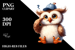 Playful Cartoon Owl, PNG Product Image 2