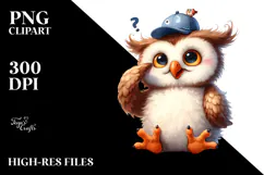 Playful Cartoon Owl, PNG Product Image 2