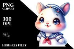 Vibrant Cute Baby Bunny in Sailor Suit | Sublimation | Product Image 1