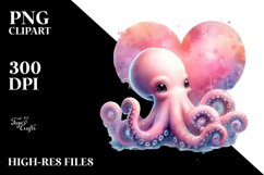 Colorful Baby Octopus with Heart, Transparent PNG Product Image 2