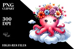 Cartoon-Style Vibrant Octopus PNG Product Image 2