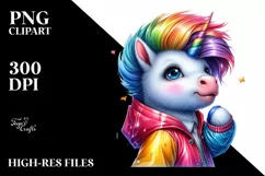excited Baby Unicorn Posing PNG Product Image 1