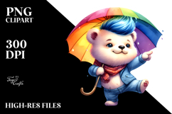 Vibrant Baby Bear Dancing with Umbrella PNG Product Image 2