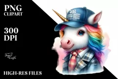 Baby Unicorn with Director Cap PNG Product Image 1
