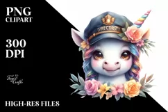 Baby Unicorn with Director Cap PNG Product Image 3