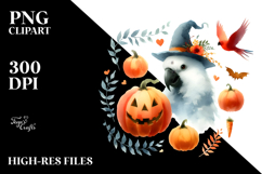 Watercolor Parrot Halloween PNG Product Image 2