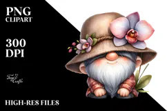 Watercolor GNOME with Orchid PNG Product Image 2