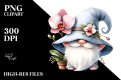 Cute Gnome with Orchid PNG Product Image 2