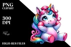 Funny Sitting Unicorn PNG Product Image 2