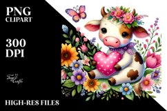 Boho Cow Painting, PNG Product Image 2