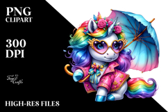 Watercolor Vibrant Drawing of Cute Unicorn PNG Product Image 2