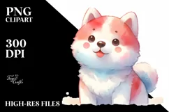 Cute Pastel Akita Watercolor Art Product Image 3