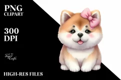 Cute Pastel Akita Watercolor Art Product Image 1