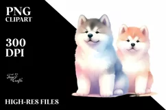 Cute Pastel Akita Watercolor Art Product Image 3