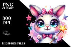 Cute Baby Rabbit with Magic Wand PNG Product Image 2