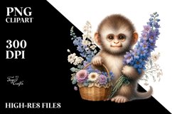 Detailed Boho Monkey Sublimation Clipart Product Image 3