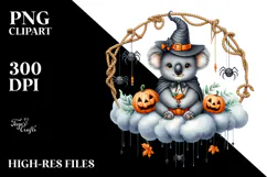 Watercolor Koala in Halloween Style PNG Product Image 2