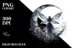 Gothic Fairy on the Moon PNG Product Image 2