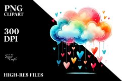 Watercolor Moon with Hanging Hearts, PNG Product Image 2