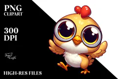 Playful Cartoon Chicken with Anime Eyes PNG Product Image 2